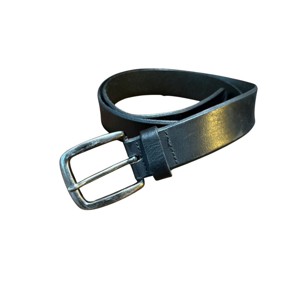 L.L.Bean Black Genuine Leather Belt Size 34 Made in UK Classic Buckle